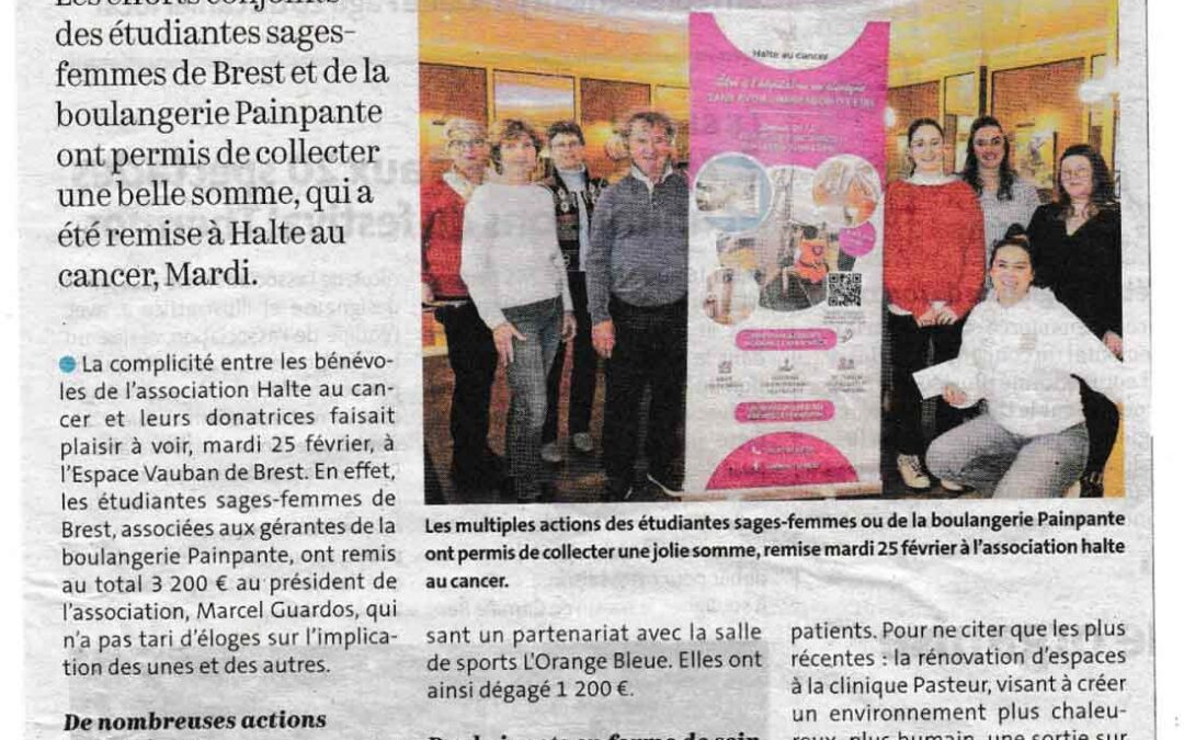Une mobilisation réussie : 3 200 € collectés pour Halte au cancer à Brest